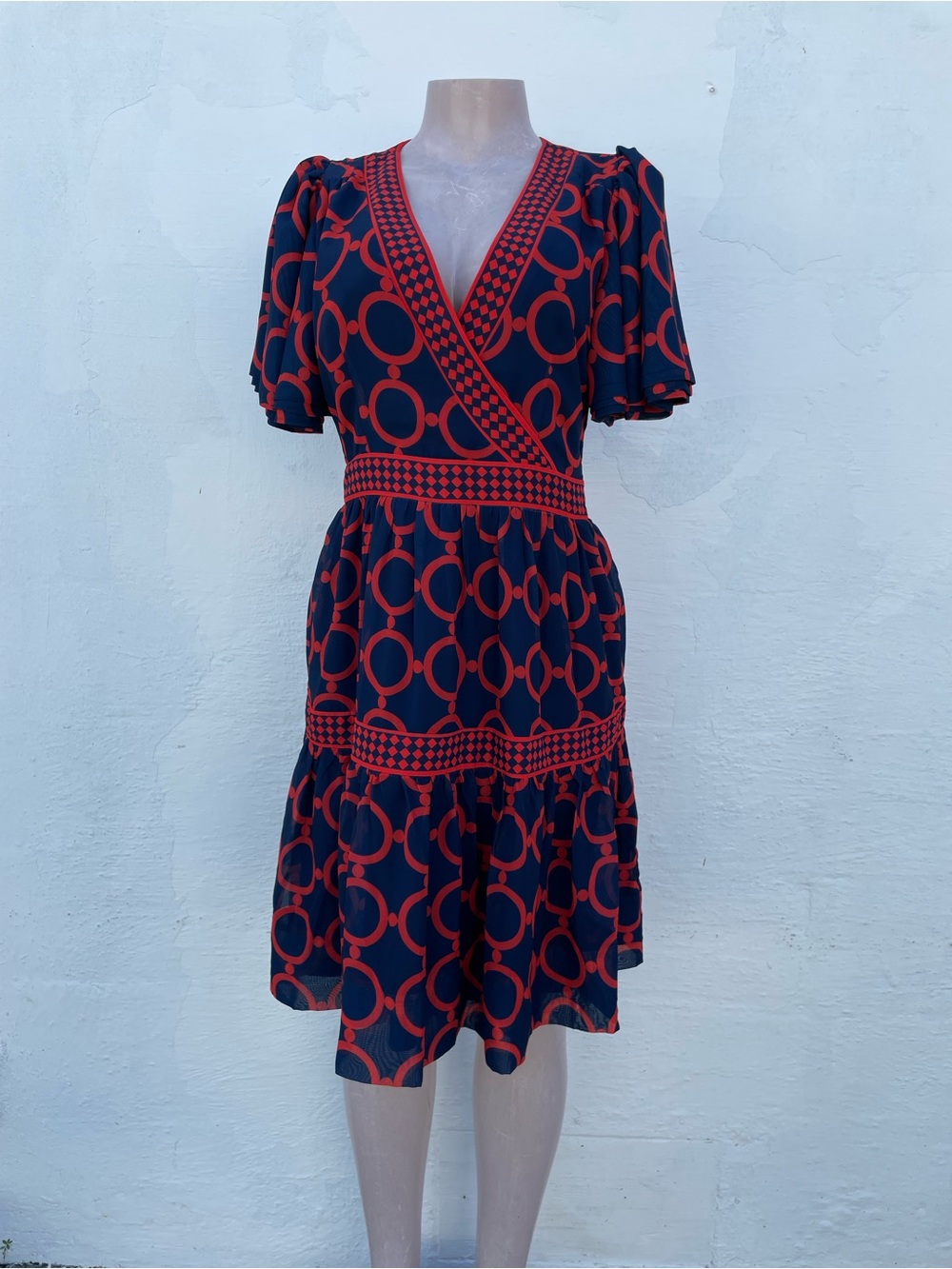 Gretchen Scott Designs Navy & Red Geometric Kids Blazer